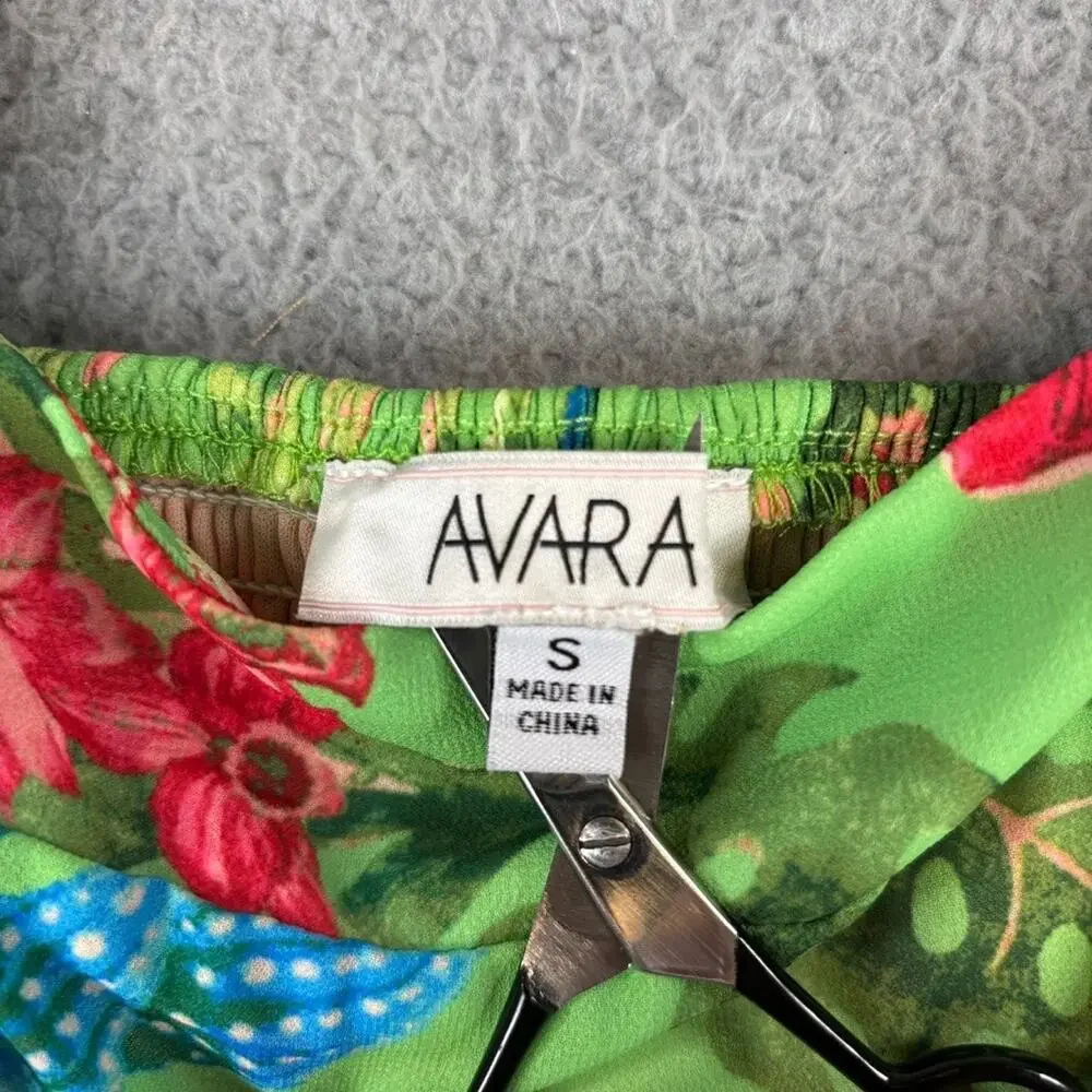 Avara Ivy Floral Tiered Maxi Dress Small Tropical Hawaiian Resort Smocked Back - Picture 6 of 13